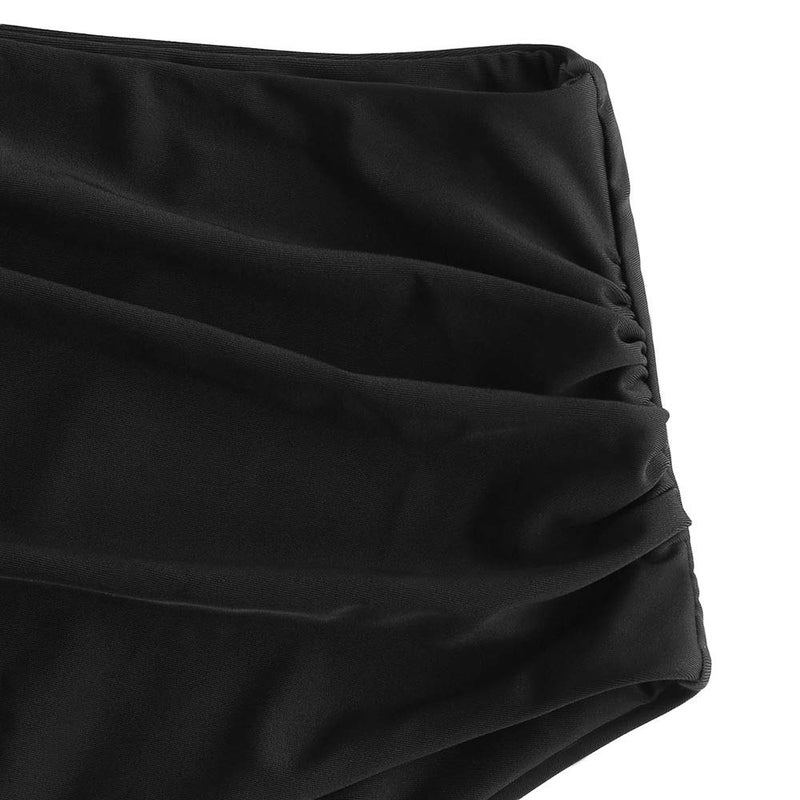 ZAFUL Women High Waisted Bikini Bottoms Ruched Swimsuit Bottom Tummy Control Bathing Suit Bottoms Black XL - Image 2